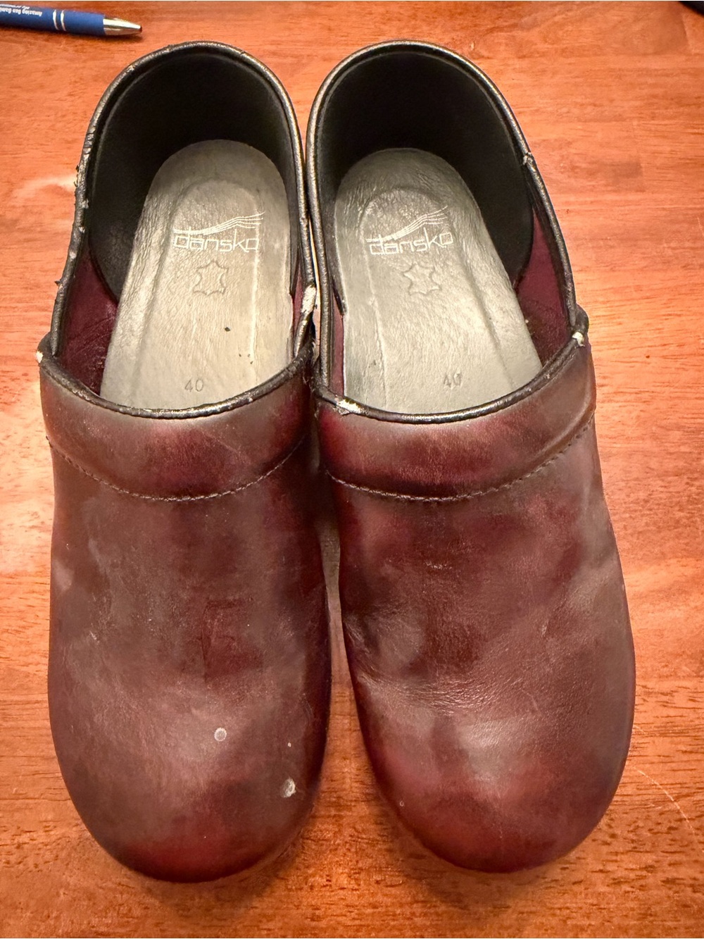 Dansko Men's Leather Slip-On Clogs in Burgundy Brown